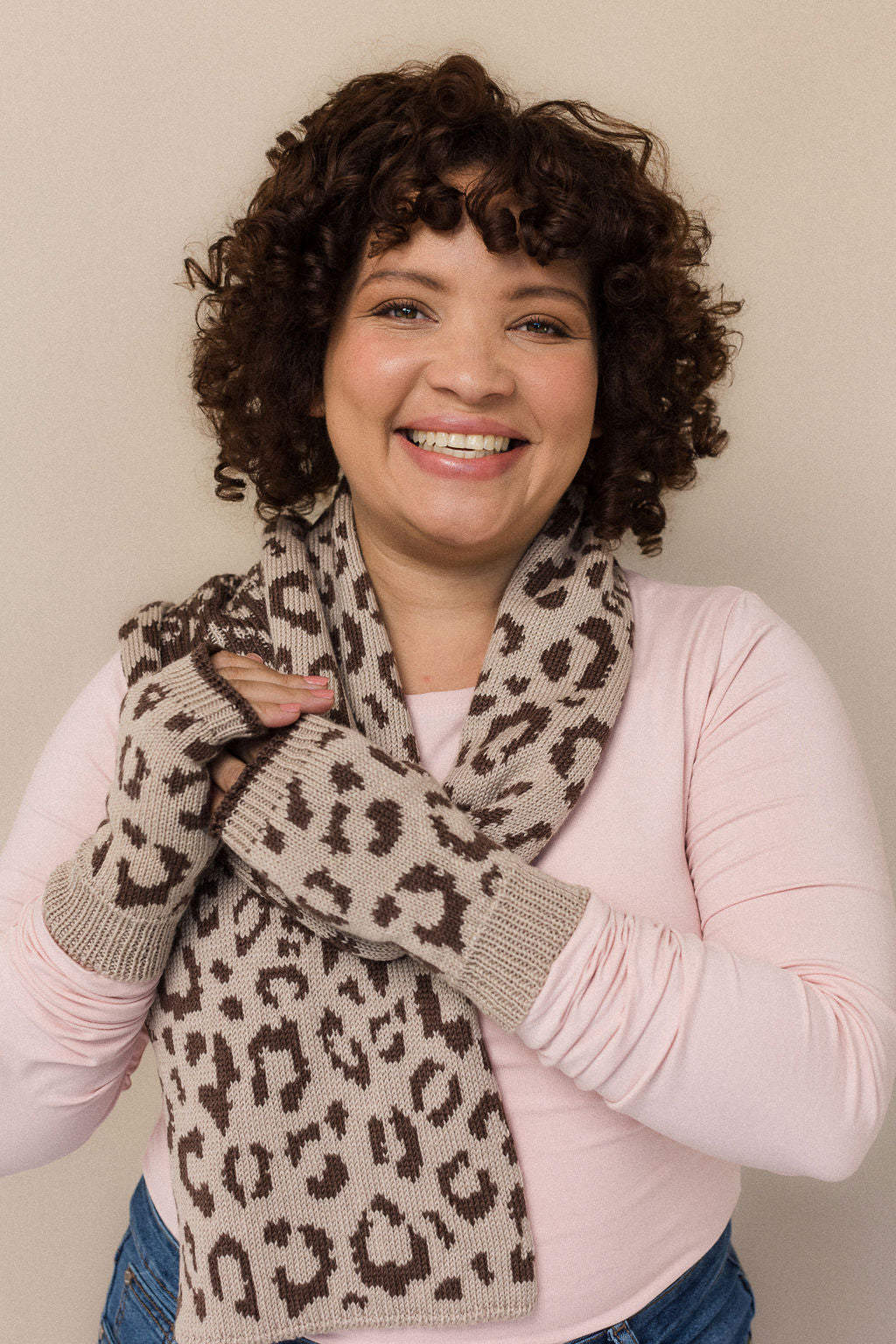 Leopard print wool scarf