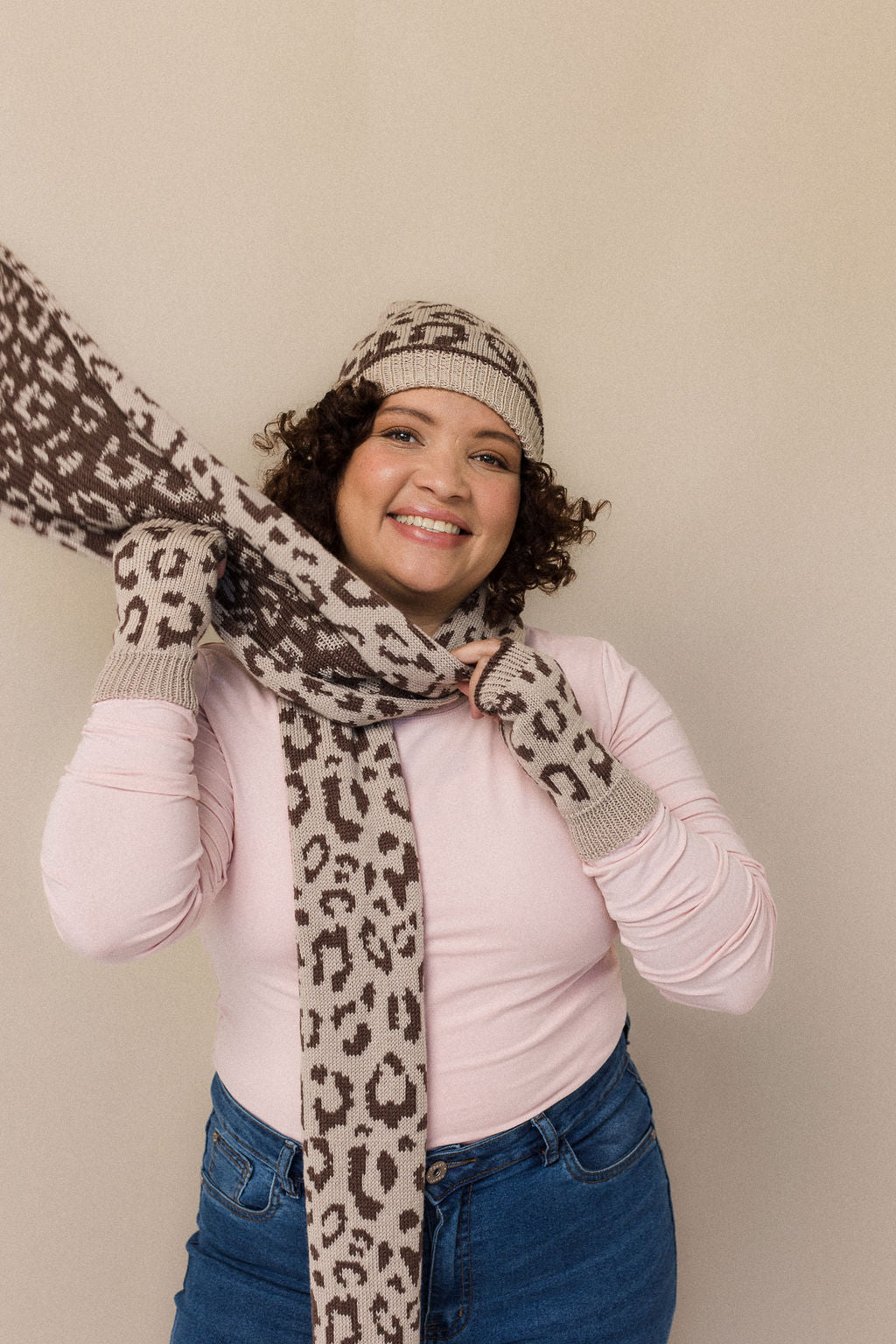 Leopard print wool mohair scarf