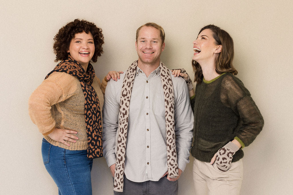 Leopard print scarves in wool and mohair