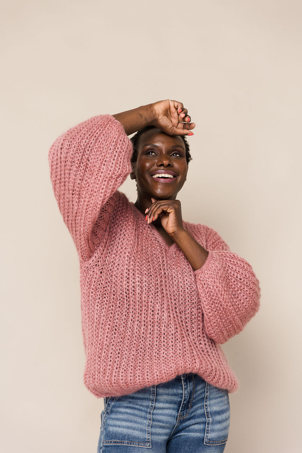 Dusty pink mohair jersey by Luminous Ware