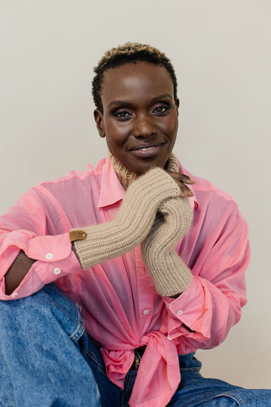 Fingerless wool & mohair gloves