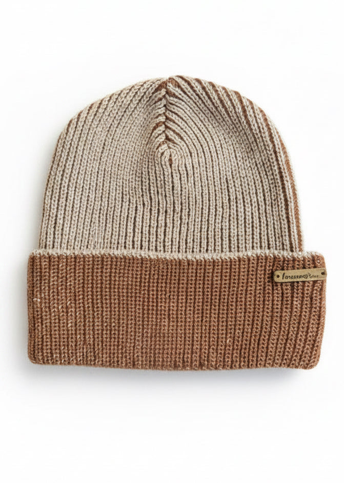 cinnamon and sand brioche knit wool beanie