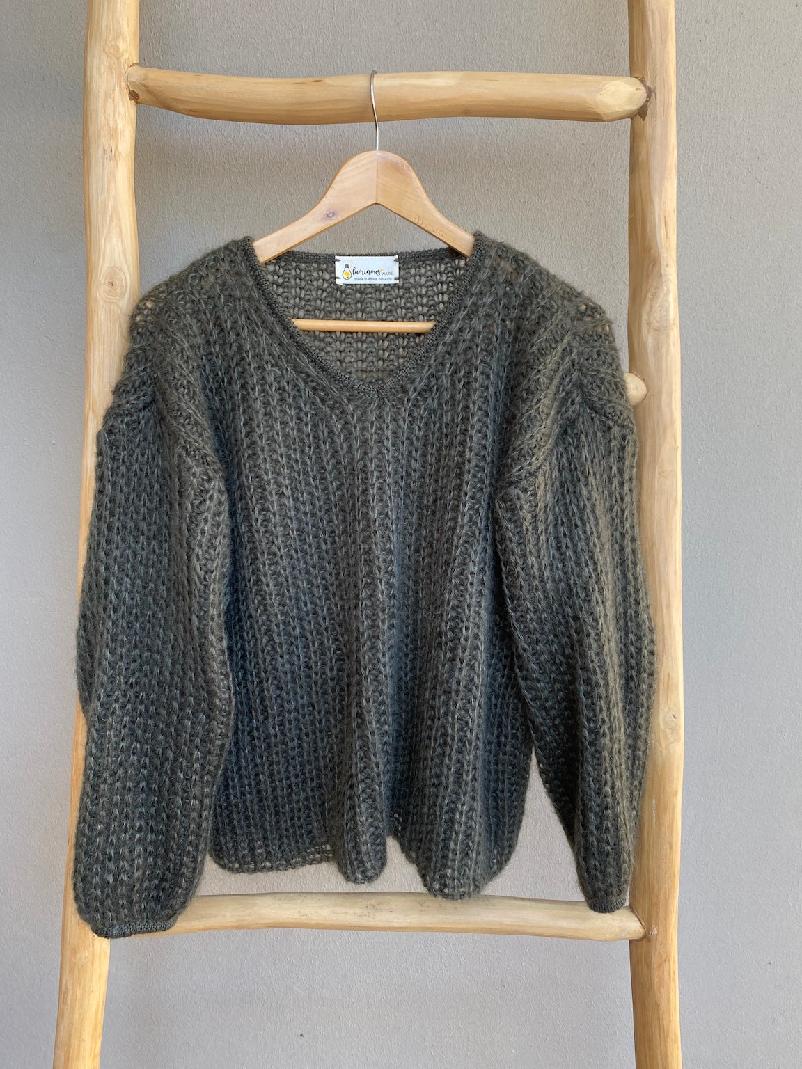 Mohair and silk jersey in deep moss green