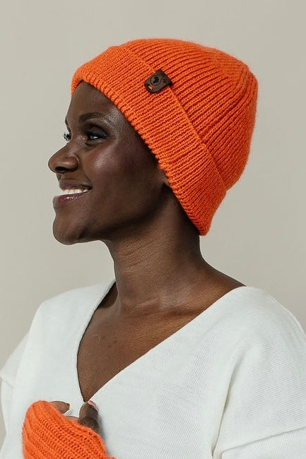 orange merino wool & mohair beanie