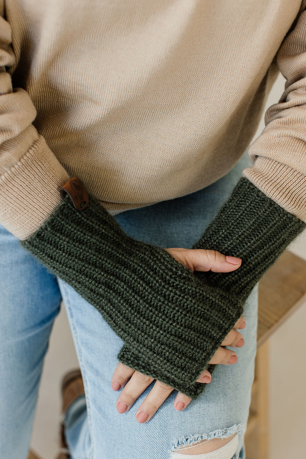 Wool & mohair fingerless gloves