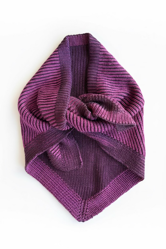 Plum triangle scarf folded on white background