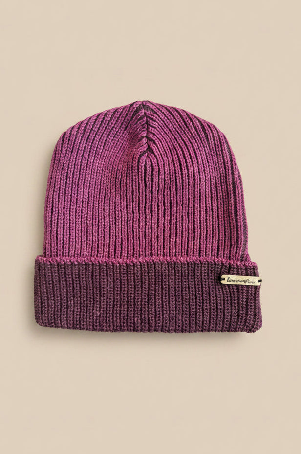 plum colour brioche knit wool beanie