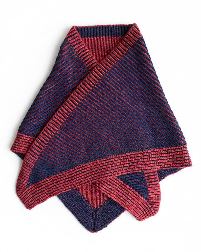 folded red and navy scarf