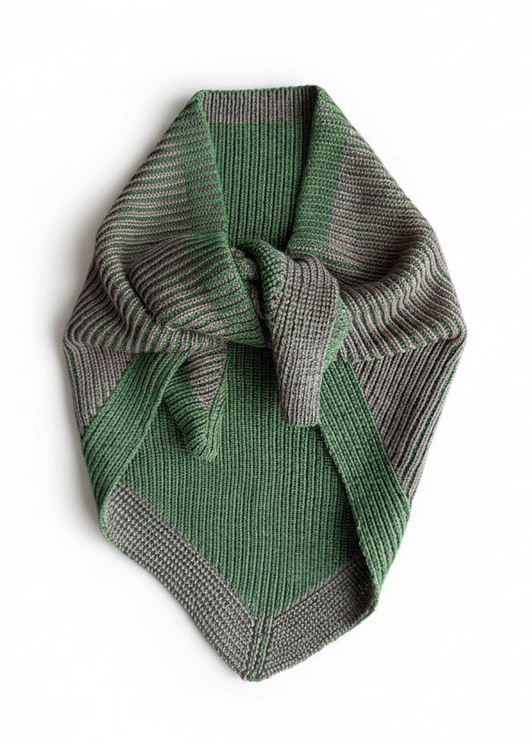Matcha and green folded triangle scarf on white background