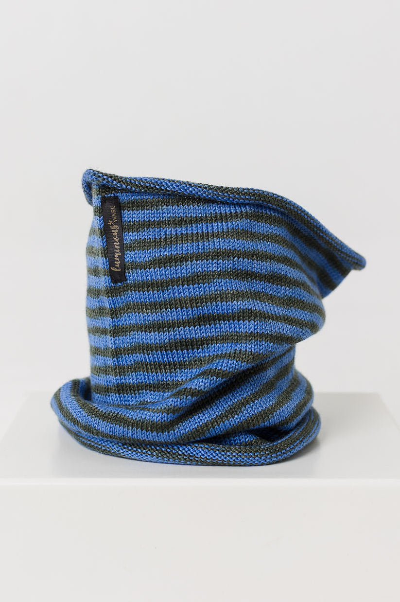 blue and black striped buff